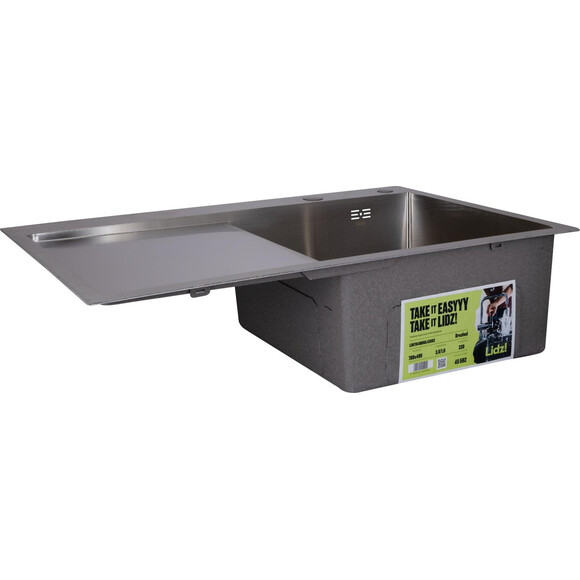 Мийка для кухні Lidz Handmade H7849L Brushed Steel LDH7849BRUL45592 (78x49 см, брашована сталь, 3.0/1.0 мм, з сифоном та дозатором), Доступні розміри: 78 x 49 L, Колір виробника: брашована нержавіюча сталь, фото , изображение 2