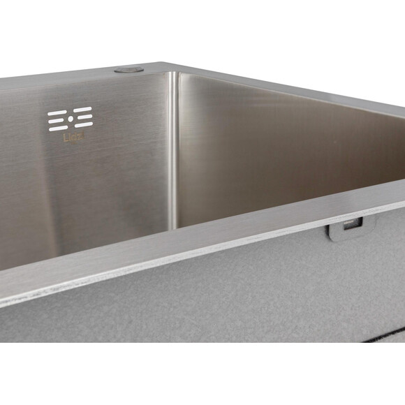 Мийка для кухні Lidz Handmade H7849L Brushed Steel LDH7849BRUL45592 (78x49 см, брашована сталь, 3.0/1.0 мм, з сифоном та дозатором), Доступні розміри: 78 x 49 L, Колір виробника: брашована нержавіюча сталь, фото , изображение 3