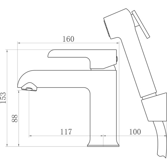 Смеситель для умывальника Qtap Grand Chrome/White QTGRA272CRW45671 (хром/белый, с гигиеническим душем), фото 7