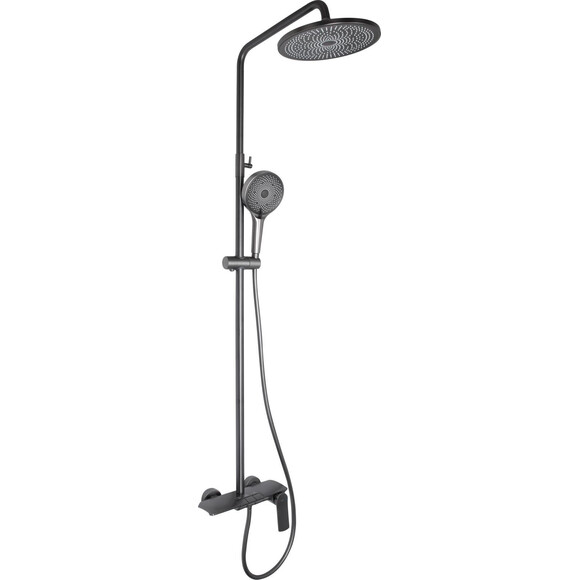 Душова система Qtap Slavonice Gunmetal Black QTSLA111GMB45905 (чорний металік, з виливом, каскад), Колір виробника: чорний металік, фото 