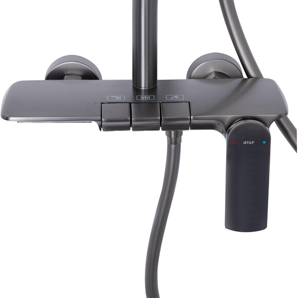 Душова система Qtap Slavonice Gunmetal Black QTSLA111GMB45905 (чорний металік, з виливом, каскад), Колір виробника: чорний металік, фото , изображение 10