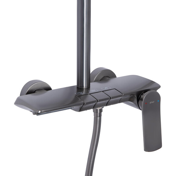 Душова система Qtap Slavonice Gunmetal Black QTSLA111GMB45905 (чорний металік, з виливом, каскад), Колір виробника: чорний металік, фото , изображение 2