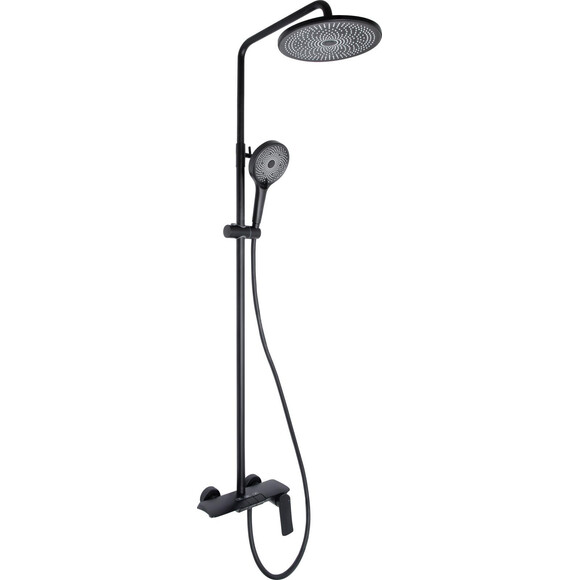 Душевая система Qtap Slavonice Black Matt QTSLA111BLM45906 (черная матовая, с изливом, каскад), Цвет производителя: черный матовый, фото 