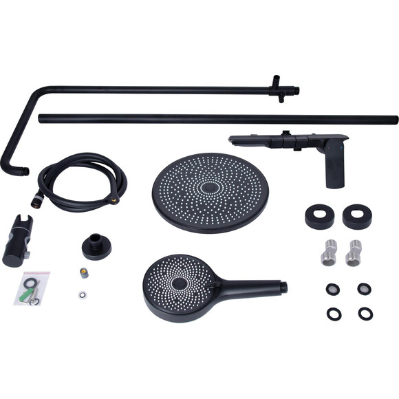 Душевая система Qtap Slavonice Black Matt QTSLA111BLM45906 (черная матовая, с изливом, каскад), Цвет производителя: черный матовый, фото 11