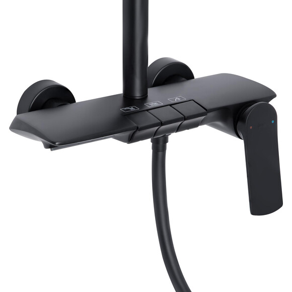 Душевая система Qtap Slavonice Black Matt QTSLA111BLM45906 (черная матовая, с изливом, каскад), Цвет производителя: черный матовый, фото 2