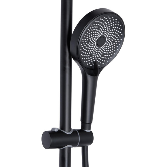 Душевая система Qtap Slavonice Black Matt QTSLA111BLM45906 (черная матовая, с изливом, каскад), Цвет производителя: черный матовый, фото 3