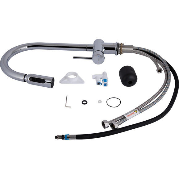 Змішувач для кухні Qtap Rozcesti Chrome QTROZ366CRM45938 (хром, з висувною лійкою та підключенням питної води), Колір виробника: хром, фото , изображение 8