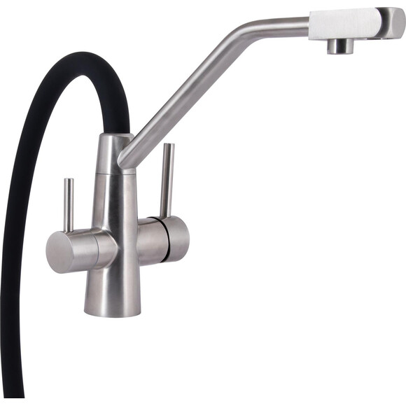 Смеситель для кухни Lidz Aria 020F3 Black Matt/Nickel LDARI020F3BNK37647 (черный матовый/никель, c гибким изливом и подключением питьевой воды), Цвет производителя: черный матовый, никель, фото 4