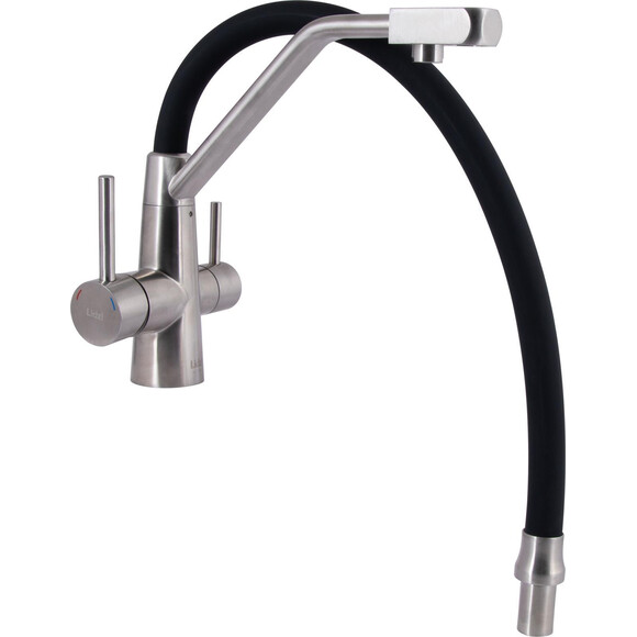 Смеситель для кухни Lidz Aria 020F3 Black Matt/Nickel LDARI020F3BNK37647 (черный матовый/никель, c гибким изливом и подключением питьевой воды), Цвет производителя: черный матовый, никель, фото 5