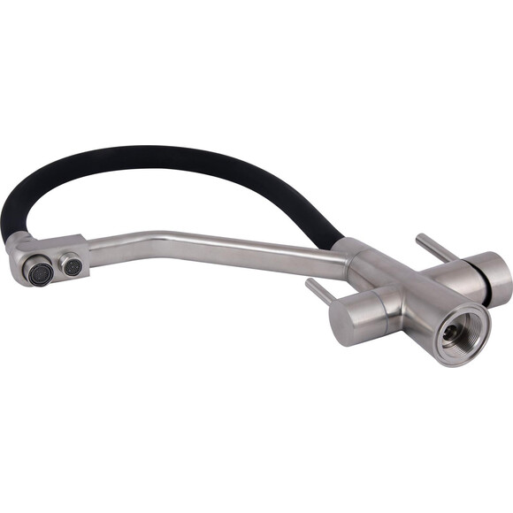 Смеситель для кухни Lidz Aria 020F3 Black Matt/Nickel LDARI020F3BNK37647 (черный матовый/никель, c гибким изливом и подключением питьевой воды), Цвет производителя: черный матовый, никель, фото 3