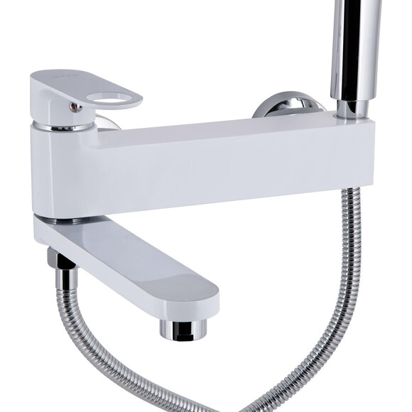 Змішувач для ванни Qtap Jay Chrome/White QTJAY260CRW45554 (хром/білий, з лійкою та шлангом), Колір виробника: хром, білий, фото , изображение 2