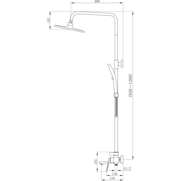 Душова система Qtap Vlasta New Gunmetal Black QTVLA111GMB45651 (чорний металік, з виливом), Колір виробника: чорний металік, фото , изображение 13