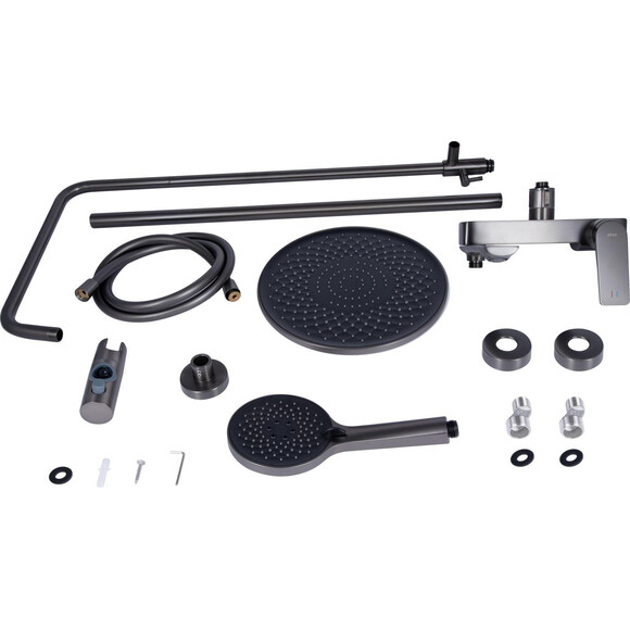 Душова система Qtap Vlasta New Gunmetal Black QTVLA111GMB45651 (чорний металік, з виливом), Колір виробника: чорний металік, фото , изображение 14