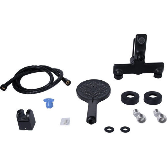 Змішувач для ванни Qtap Taurus Black Matt QTTAU259BLM45662 (чорний матовий, з лійкою та шлангом), Колір виробника: чорний матовий, фото , изображение 6