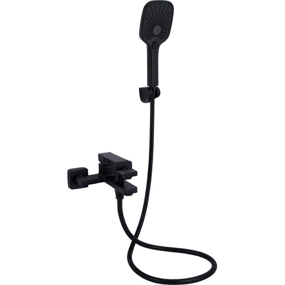 Смеситель для ванны Qtap Gemini Black Matt QTGEM259BLM45682 (черный матовый, с лейкой и шлангом), Цвет производителя: черный матовый, фото 