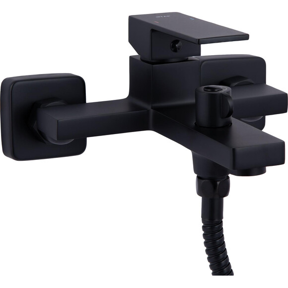 Смеситель для ванны Qtap Gemini Black Matt QTGEM259BLM45682 (черный матовый, с лейкой и шлангом), Цвет производителя: черный матовый, фото 2