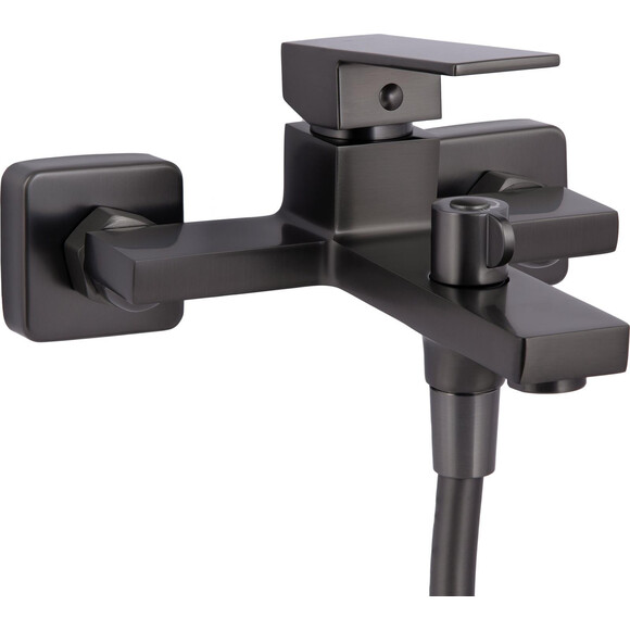 Смеситель для ванны Qtap Gemini Gunmetal Black QTGEM259GMB45684 (черный металлик, с лейкой и шлангом), Цвет производителя: черный металлик, фото 2
