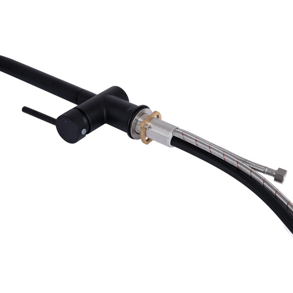 Смеситель для кухни  Qtap Rozcesti Black Matt QTROZ366BLM45940 (черный матовый, с выдвижной лейкой и подключением питьевой воды), Цвет производителя: черный матовый, фото 7