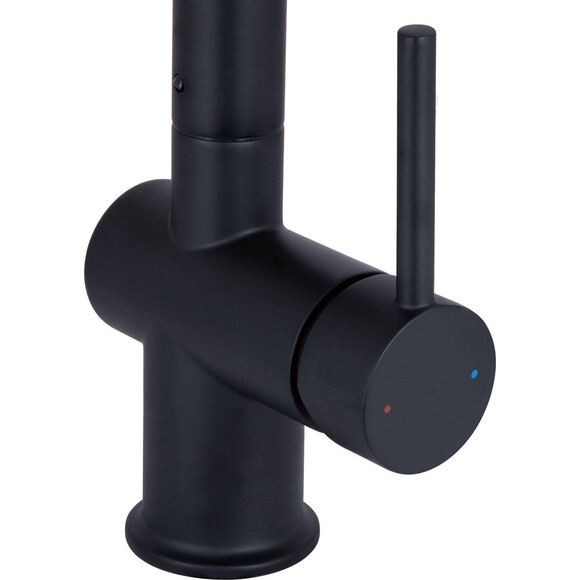 Смеситель для кухни  Qtap Rozcesti Black Matt QTROZ367BLM45943 (черный матовый, с выдвижной лейкой и подключением питьевой воды), Цвет производителя: черный матовый, фото 4