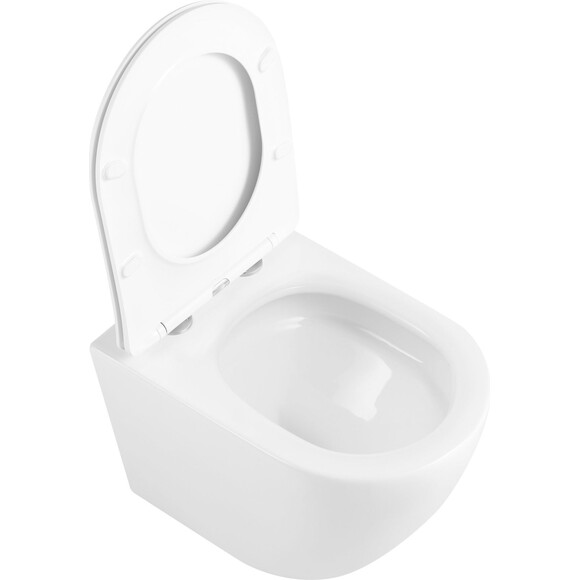 Безобідковий підвісний унітаз Qtap Robin Ultra Quiet Rimless QT13332381AW (з сидінням), фото , изображение 5