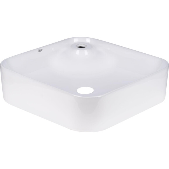 Умивальник Qtap Stork White Glossy QT15116137W (43x43 см, білий глянсовий), фото , изображение 3