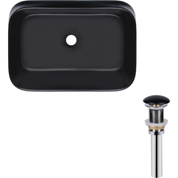 Умивальник Qtap Scorpio Black Matt QT14112243MBN47298 (55x40 см, чорний матовий, з донним клапаном), Доступні розміри: 55 x 40, Колір виробника: чорний матовий, фото 