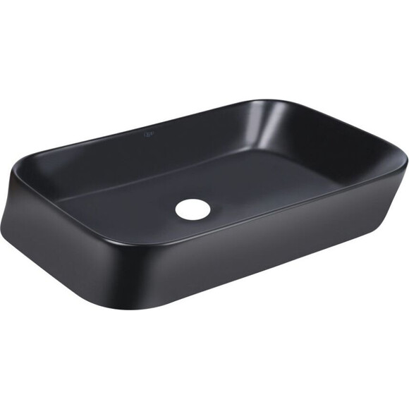 Умивальник Qtap Scorpio Black Matt QT14112243MBN47298 (55x40 см, чорний матовий, з донним клапаном), Доступні розміри: 55 x 40, Колір виробника: чорний матовий, фото , изображение 3