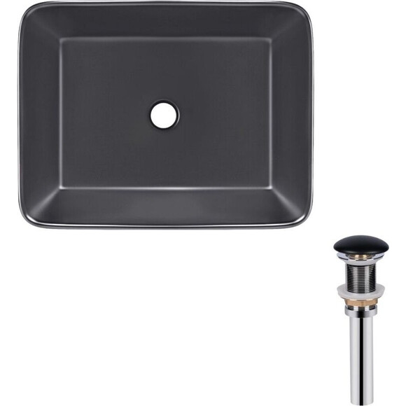 Умивальник Qtap Tern Black Matt QT172074MBMBN47300 (49x38 см, чорний матовий, з донним клапаном), Доступні розміри: 49 x 38, Колір виробника: чорний матовий, фото 