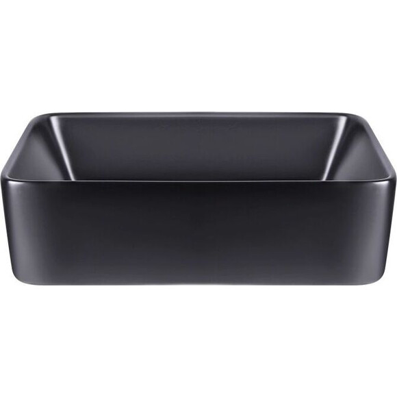 Умивальник Qtap Tern Black Matt QT172074MBMBN47300 (49x38 см, чорний матовий, з донним клапаном), Доступні розміри: 49 x 38, Колір виробника: чорний матовий, фото , изображение 2