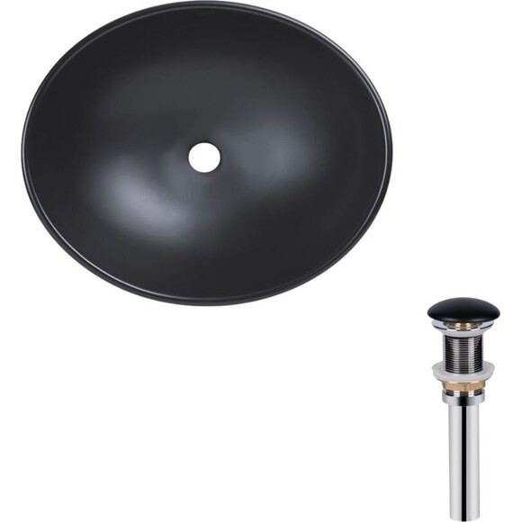 Умивальник Qtap Dove Black Matt QT063078MBMBN47307 (41x34 см, чорний матовий, чаша, з донним клапаном), фото 