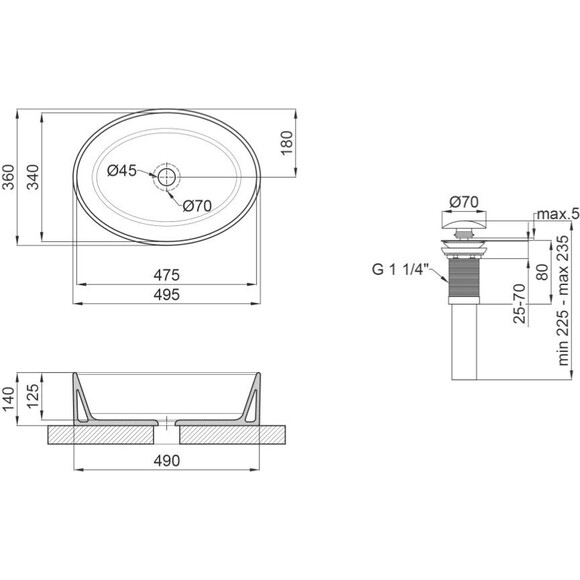 Умивальник Qtap Kolibri White Glossy QT10113054WN47311 (50x36 см, білий глянсовий, з донним клапаном), фото , изображение 5