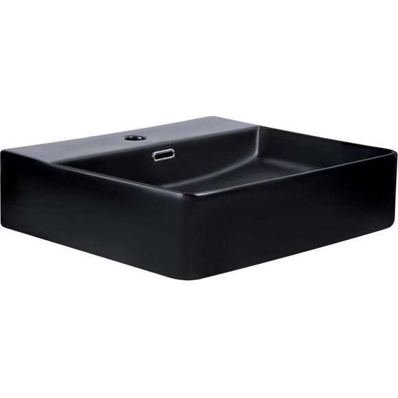 Умывальник Qtap Nando LT Black Matt QT12112173SMBMBN47322 (50x44 см, черный матовый, с донным клапаном), Доступные размеры: 50 x 44, Цвет производителя: черный матовый, фото 3