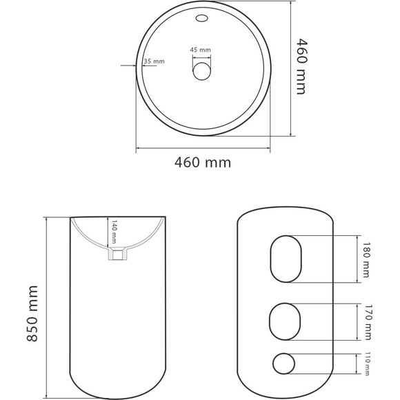 Раковина VBI Matera White VBI-019001 (46 см, напольная), Доступные размеры: 46 x 46, Цвет производителя: белый глянец, фото 9