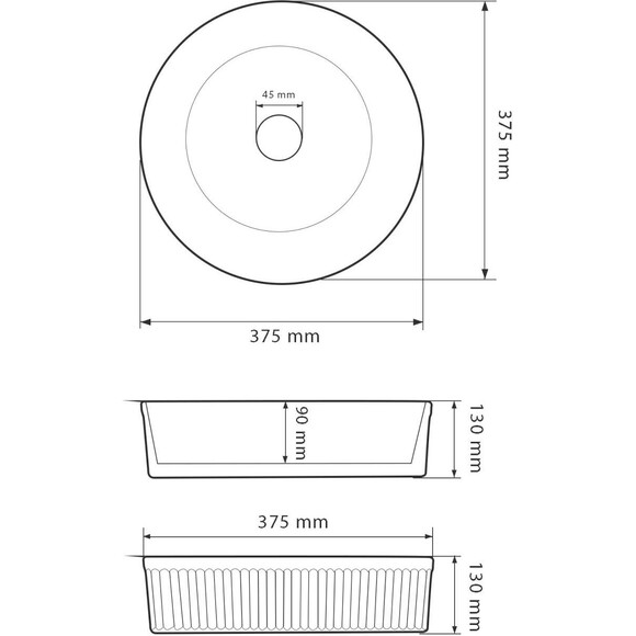 Умывальник VBI Brindisi White VBI-014100 (37x37 см), Доступные размеры: 37 x 37, Цвет производителя: белый глянец, фото 5