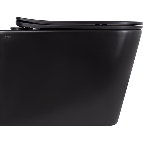Безободковый подвесной унитаз Qtap Tern Ultra Quiet Rimless QT17332303ASMB (черный матовый, с сиденьем), фото 2