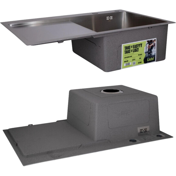 Мойка для кухни Lidz Handmade H7849L Brushed Steel LDH7849BRUL4559247523 (78x49 см, брашированная сталь, 3.0/1.0 мм, с корзиной, сифоном и дозатором), Доступные размеры: 78 x 49 L, Цвет производителя: брашированная нержавеющая сталь, Тип поверхности: brash (брашированная, матовая), фото 2