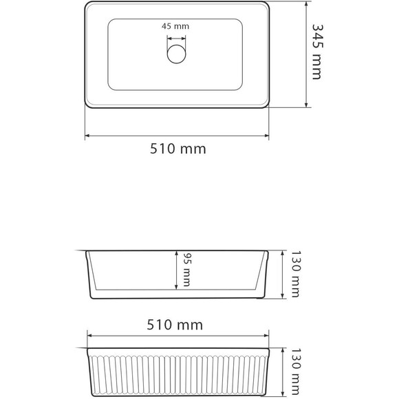 Умывальник VBI Brescia White VBI-013900 (50x34 см), Доступные размеры: 50 x 34, Цвет производителя: белый глянец, фото 5