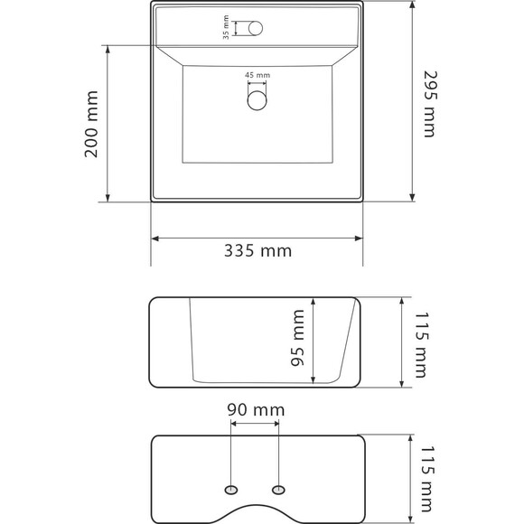 Умивальник VBI Komo White VBI-015600 (33x28 см), Доступні розміри: 33 x 28, Колір виробника: білий глянець, фото , изображение 5