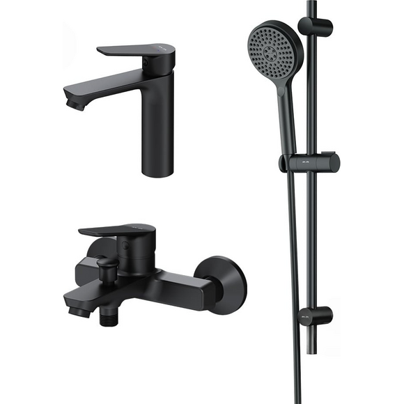 Комплект смесителей 3 в 1 для ванной комнаты Am.Pm Hit F4299Y10 (черный матовый), фото 