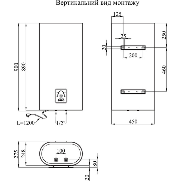 Бойлер Kroner Flacher K50F2-D (50 л, 2000 Вт, сухий ТЕН), Об'єм: 50, фото , изображение 7