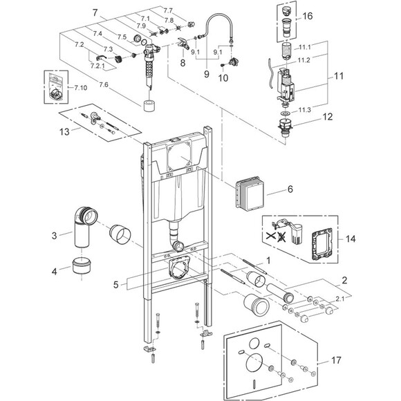 Инсталляция для унитаза 3 в 1 Grohe Solido 3884966Q (38971000+38966000, с клавишей смыва и креплением к стене), фото 6