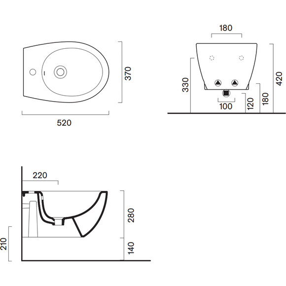 Біде підвісне Catalano Italy 0718521001+9056060000, фото , изображение 3