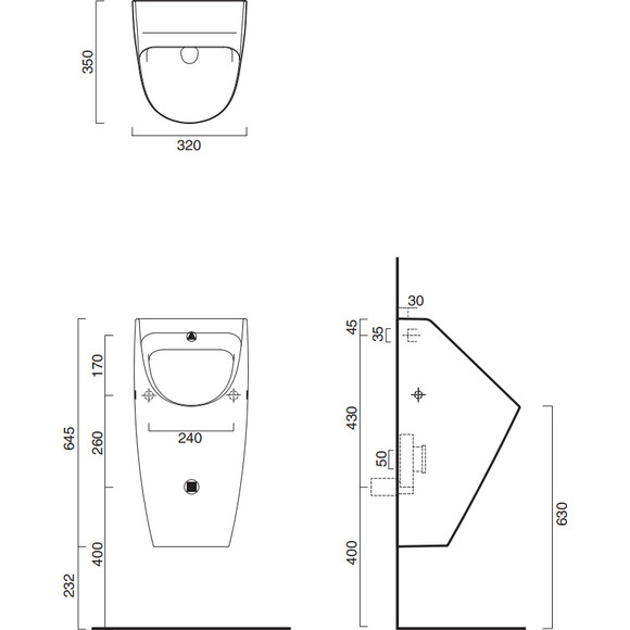 Безободковый писсуар Catalano Sfera NewFlush 0932640001+9056120000 (1OR6400+Z545059, фото , изображение 3
