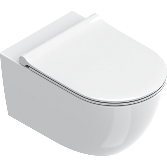 Безобідковий підвісний унітаз Catalano Sfera 55 NewFlush 0511550001+0551200001+9056060000 (воронкоподібний, з сидінням), фото 