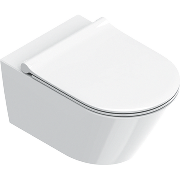 Безободковый подвесной унитаз Catalano Zero 55 NewFlush 0111550001+5SCSTP000+9056060000 (белый глянец, воронкообразный, с сиденьем), Цвет производителя: белый глянец, фото 