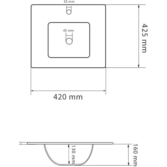 Умывальник VBI Ferrara 40 White VBI-018011 (41x41 см), Доступные размеры: 41 x 41, Цвет производителя: белый, фото 4