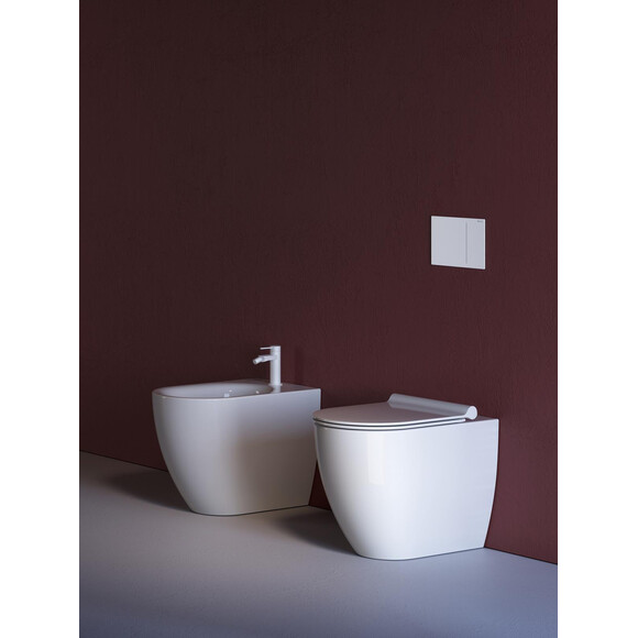 Безобідковий підлоговий унітаз Catalano Sfera 55 NewFlush 0514550001+5SCSTP000+9056080000 (воронкоподібний, з сидінням), фото , изображение 2