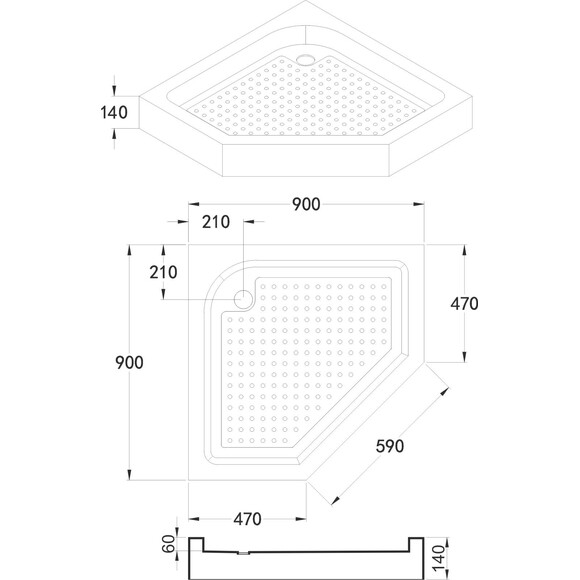 Душовий піддон Volle 4400.143007 (90x90 см, з ніжками та сифоном), фото , изображение 2