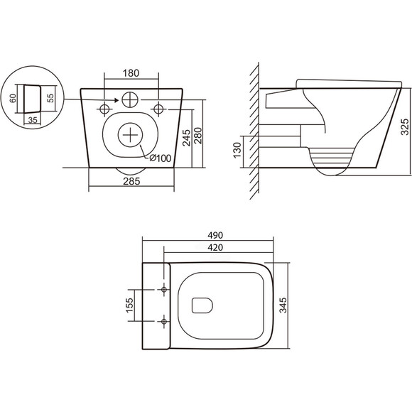 Комплект Qtap Tern QT1733052EUQW47437 (унитаз подвесной Qtap Tern Rimless QT17332303ASW + биде подвесное Qtap Tern QT17551303GW), фото 20