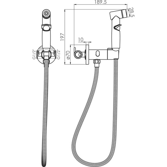Гигиенический душ со смесителем Imprese Kucera Black Matt f03703410AA (черный матовый, скрытого монтажа), Цвет производителя: черный матовый, фото 2